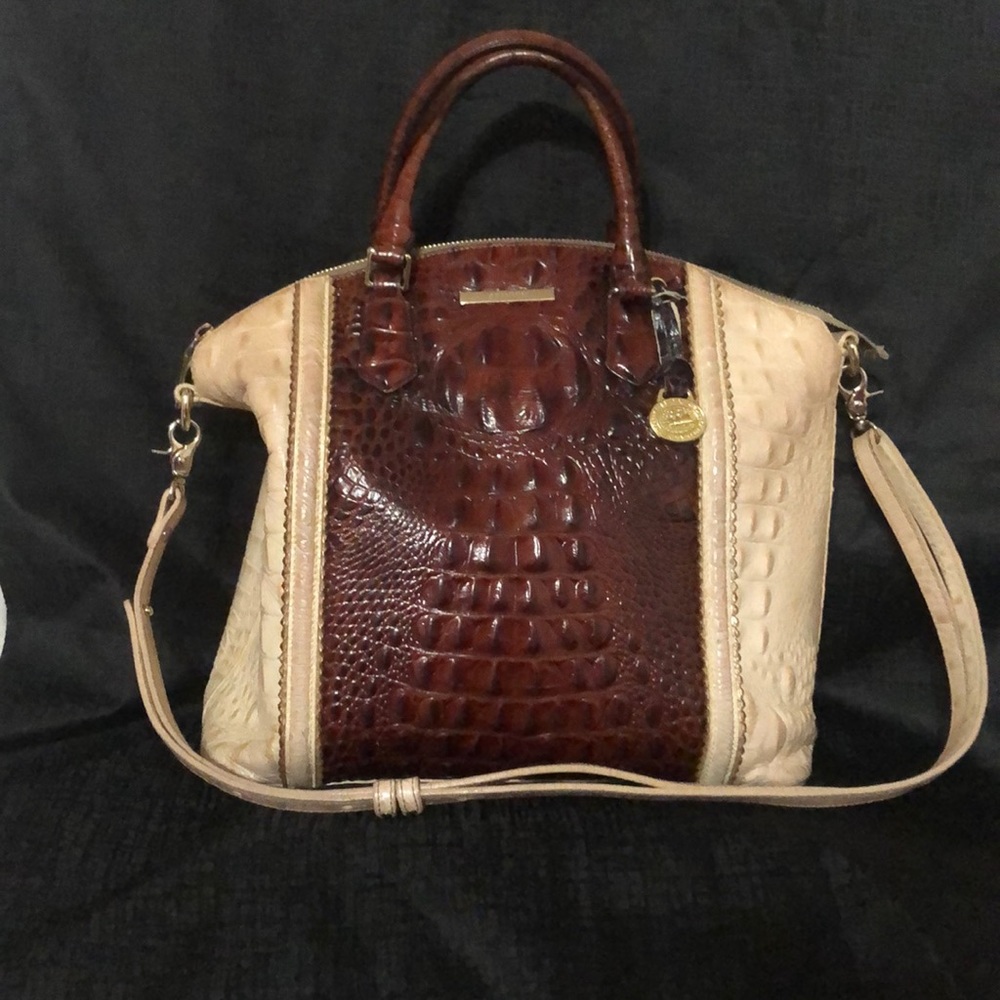 Two toned leather Brahmin tote